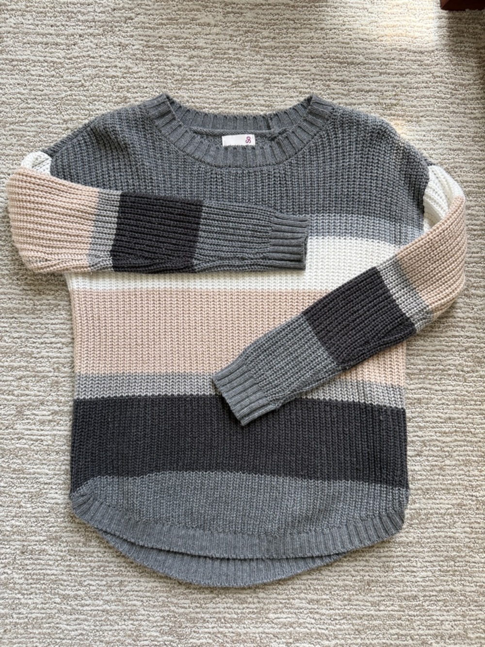 Women’s Crew Neck Striped SO Sweater Size Small.